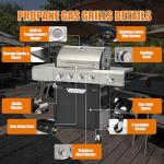 Evedy 4-Burner Stainless Steel Gas Grill with Cover
