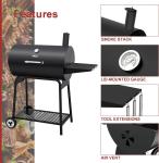 Royal Gourmet 30" Barrel Charcoal Grill with Side Table