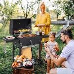 HAPPYGRILL Charcoal BBQ Grill with Side Tables
