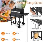 HAPPYGRILL Charcoal BBQ Grill with Side Tables