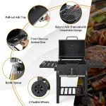 HAPPYGRILL Charcoal BBQ Grill with Side Tables