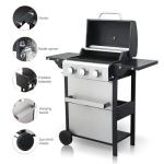 3-Burner Propane BBQ Grill with Foldable Side Table