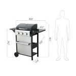3-Burner Propane BBQ Grill with Foldable Side Table