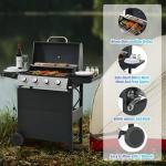 4-Burner Propane BBQ Grill with Side Shelves