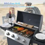 4-Burner Propane BBQ Grill with Side Shelves