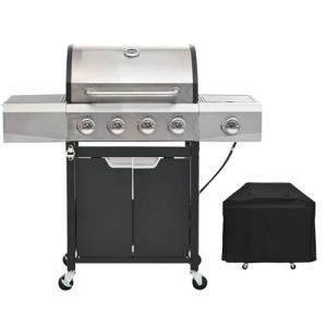 4-Burner Stainless Steel Propane Grill with Side Burner