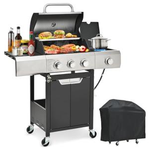 3-Burner Propane Gas BBQ Grill with Side Burner