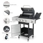 3-Burner Propane Gas BBQ Grill with Side Burner