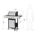 3-Burner Propane Gas BBQ Grill with Side Burner