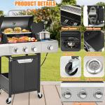 3-Burner Propane Gas BBQ Grill with Side Burner