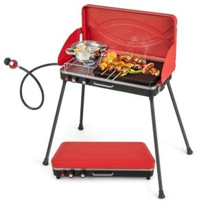 CLEEMAN Portable 2-Burner Gas Grill, Red