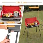CLEEMAN Portable 2-Burner Gas Grill, Red