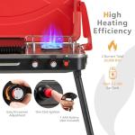 CLEEMAN Portable 2-Burner Gas Grill, Red