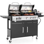 Charcoal and Propane Combo Grill with Side Burner
