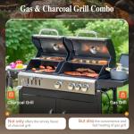 Charcoal and Propane Combo Grill with Side Burner