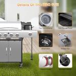 BINMIT 4-Burner Gas Grill with Side Burner