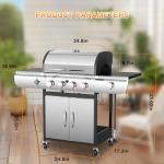 BINMIT 4-Burner Gas Grill with Side Burner