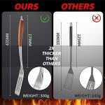 Heavy-Duty Wooden BBQ Tools Set with Spatula, Fork, Tongs