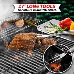 Heavy-Duty Wooden BBQ Tools Set with Spatula, Fork, Tongs