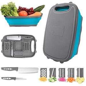 Collapsible 9-in-1 Camping Cutting Board and Colander