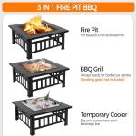Yaheetech 32in Square Metal Fire Pit Table
