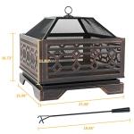Hykolity 26 Inch Square Deep Wood Burning Fire Pit