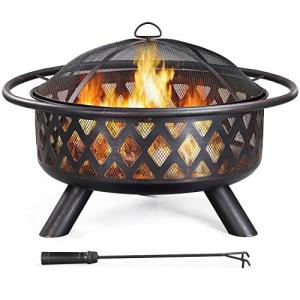 36" Outdoor Wood Burning Fire Pit with Screen