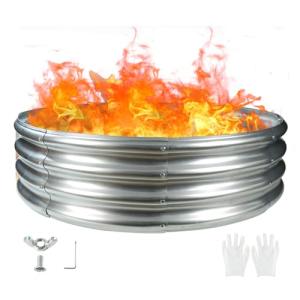 Large 4FT Galvanized Steel Fire Pit for Grilling