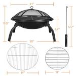 Portable 21-Inch Fire Pit with Grill & Accessories