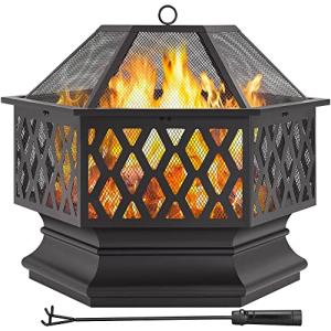 Yaheetech 28" Hex Fire Pit with Spark Screen
