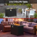 ZAFRO 2-in-1 Fire Pit Table with Adjustable Flame