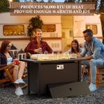 Walsunny 45" Propane Fire Pit Table - 50,000 BTU