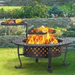 42" Fire Pit with BBQ Grills and Poker