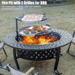 42" Fire Pit with BBQ Grills and Poker