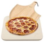 Pizza Stone for Grill and Oven with Wooden Peel
