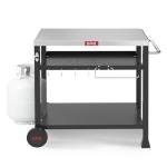 Movable 3-Shelf Grill and Pizza Oven Table