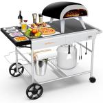 Pizza Oven Grill Cart with Topping Station