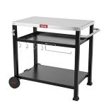 Movable 3-Shelf Grill and Pizza Oven Table