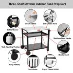 Movable 3-Shelf Grill and Pizza Oven Table