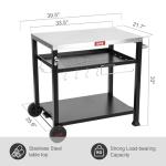 Movable 3-Shelf Grill and Pizza Oven Table