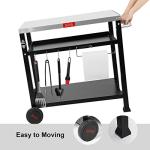 Movable 3-Shelf Grill and Pizza Oven Table