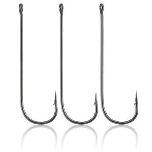 Dr.Fish 100 Pack Aberdeen Fishing Hooks Freshwater, Straight Shank Light Wire Worm Hooks for Bass/Crappie/Bream/Bluegill/Panfish #6