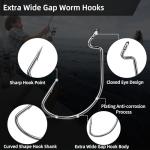 FishTrip EWG Hooks for Bass Fishing-50pcs Offset Worm Hook Texas Rig Hooks for Freshwater Saltwater Size 3/0