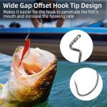 FishTrip EWG Hooks for Bass Fishing-50pcs Offset Worm Hook Texas Rig Hooks for Freshwater Saltwater Size 3/0