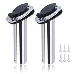 Hoffen 2 Pack Boat Stainless Steel Fishing Rod Holder Flush Mount with PVC Cap -30 Degree (30 Degree)