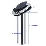 Hoffen 2 Pack Boat Stainless Steel Fishing Rod Holder Flush Mount with PVC Cap -30 Degree (30 Degree)
