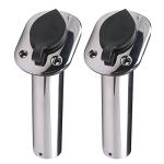 Hoffen 2 Pack Boat Stainless Steel Fishing Rod Holder Flush Mount with PVC Cap -30 Degree (30 Degree)