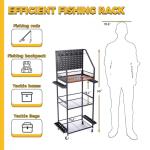 SOYEEZE Fishing Rod Holders for Garage, Fishing Pole holders, Fishing Gear Storage up to 12 Rods with Hooks and Wheels, Fishing Cart For Fishing Rod Tackle Box Reel Storage