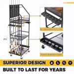 SOYEEZE Fishing Rod Holders for Garage, Fishing Pole holders, Fishing Gear Storage up to 12 Rods with Hooks and Wheels, Fishing Cart For Fishing Rod Tackle Box Reel Storage