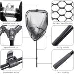 Fishing Net with Telescopic Handle,Durable Landing Net for Freshwater & Saltwater, Foldable Fishing Nets for Fish, 20 lbs Capacity, Rubber Coated Netting, Length 50.7″, Hoop 17.7″ x 15.9″, Depth 14″